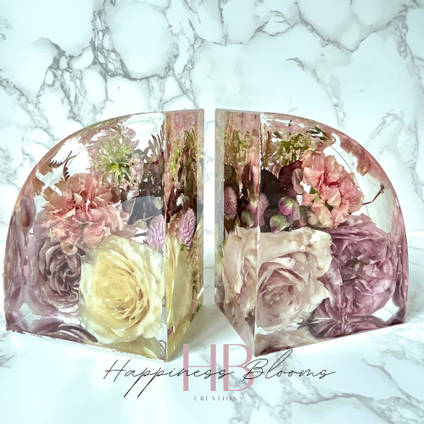 Resin Flower Bookends by Happiness Blooms Creations
