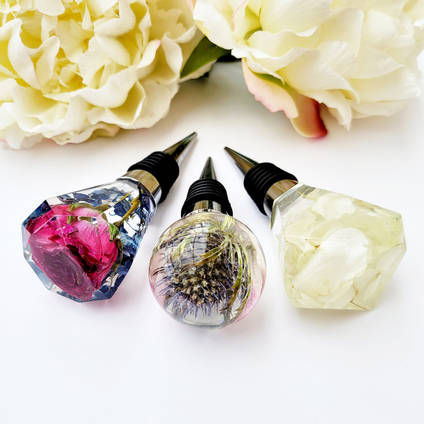Resin and Flower Bottle Stoppers by Forever Flowers by Steph