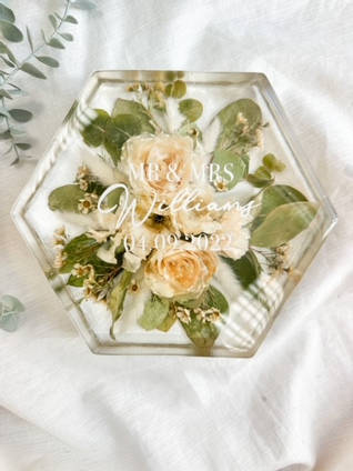 Resin Flower Personalised Hexagon by Out of the Box by Kate