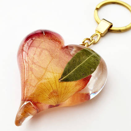 Resin and Flower Heart Keyring by Forever Flowers by Steph