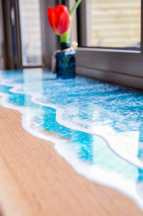 Resin Ocean Cafe Bar-Top Close Up by Tides of Teal