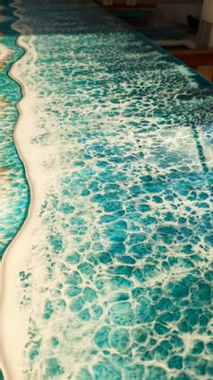 Resin Ocean Cafe Bar-Top Close Up Waves by Tides of Teal