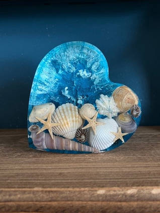 Resin Ocean and Shells Heart Casting by Bea_utiful Creations