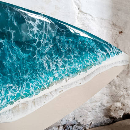 Resin Ocean Surfboard Artwork Wave Detail by Tides of Teal