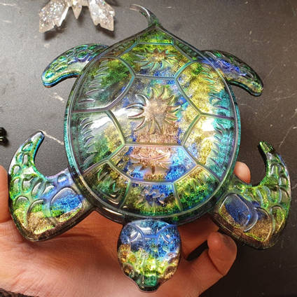 Resin Turtle Casting by Mariannes Hobby and Painting Close Up