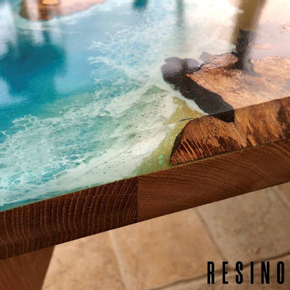 Resino Oceans Edge Resin Coffee Table Close up