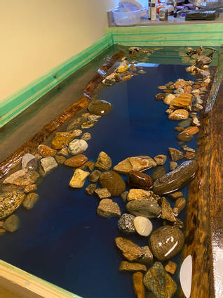 Scottish River Rock and Resin Dining Table Process by William O'Toole