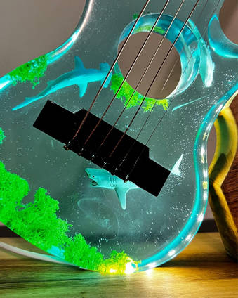 Shark and Resin Ocean Guitar Lamp by MB Resin Art