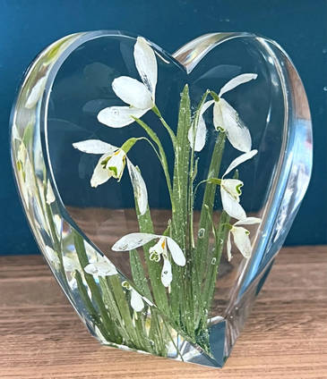 Resin Snowdrops Free Standing Heart by Bea_utiful Creations