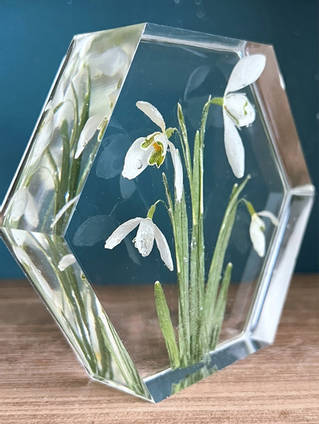 Resin Snowdrops Free Standing Hexagon End View by Bea_utiful Creations