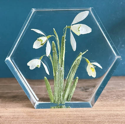 Resin Snowdrops Free Standing Hexagon by Bea_utiful Creations