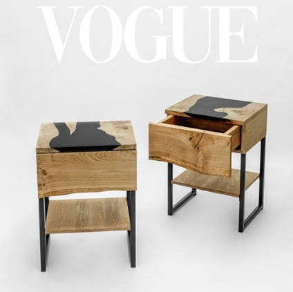 Sole Woodcrafts Oak and Black Resin Bedside Cabinets