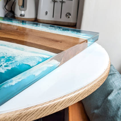 Campervan Resin Ocean Table - edge detail by Tides of Teal