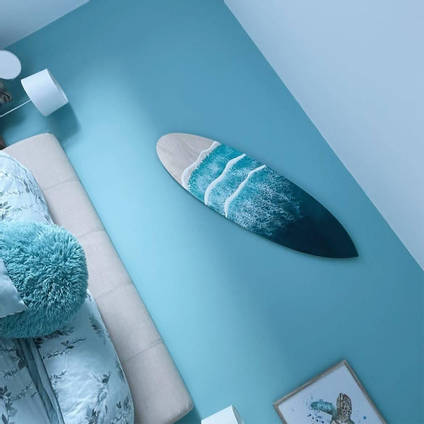 Resin Ocean Surfboard Artwork 3 Layers on Wall by Tides of Teal