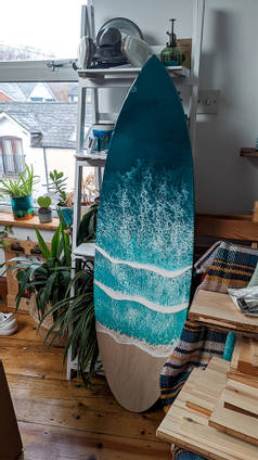 Resin Ocean Surfboard Artwork 3 Layers by Tides of Teal