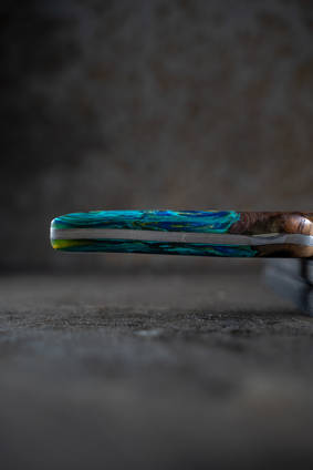 Turquoise Resin Knife Handle Underside by APOSL