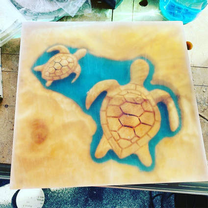 TIKKIT Designs Hand Carved Turtle Table Sanding Stage