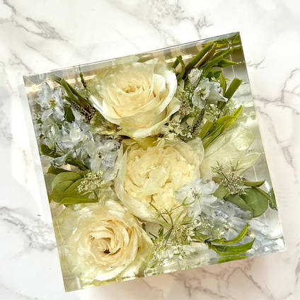 White Rose Resin Flower Square by Happiness Blooms Creations
