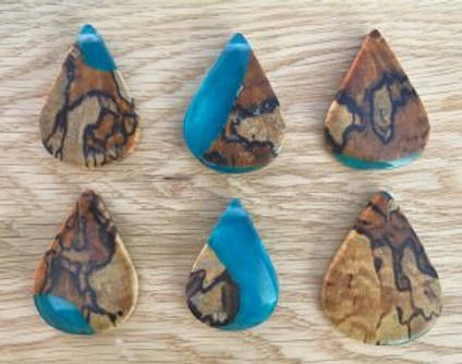 Wood and Blue Resin Pendants by Lifetimber