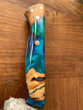 Multicolour Wood and Resin Knife Handle by JCL Handmade Knives