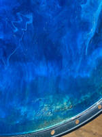 Cosmic Pour Funky Table Close Up Detail by Gail Thumbnail