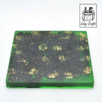 Green, Black and Gold Resin Coaster by Lissy Crafts Thumbnail