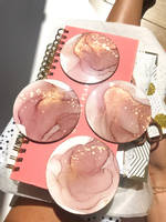 Pink Alcohol Ink and Resin Coasters Thumbnail