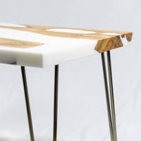 Italian Olive and White Resin Table Detail by Black Oak Wood Co. Thumbnail