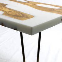 Italian Olive and White Resin Coffee Table by Black Oak Wood Co. Thumbnail