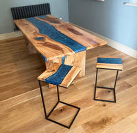 Blue Resin River Table and Side Tables by One Life Wood Thumbnail