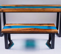 Blue River Table and Matching Bench by Masivo Mandaliev Thumbnail