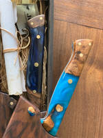 Metallic Blue Resin and Wooden Knife Handles Thumbnail