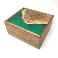 Green Resin and Oak Burr Jewellery Box by LifeTimber Thumbnail