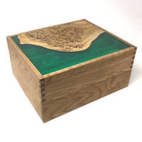Green Resin and Oak Jewellery Box Closed by LifeTimber Thumbnail