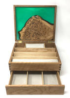Green Resin and Oak Jewellery Box Open by LifeTimber Thumbnail