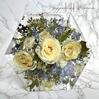 Cream Rose Resin Hexagon by Happiness Blooms Creations Thumbnail