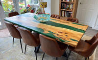 Jade Green & English Yew Table Side view by The Woodyard Ockeridge Thumbnail
