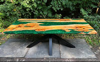 Jade Green & English Yew Table Spider Legs by The Woodyard Ockeridge Thumbnail