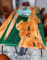 Jade Green & English Yew Dining Table by The Woodyard Ockeridge Thumbnail