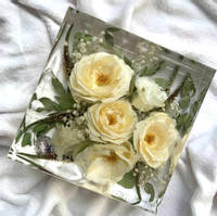 White Flower Resin Block by Joanybow Designs Thumbnail
