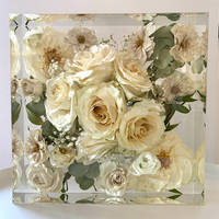 White Flower Resin Square Block by Joanybow Designs Thumbnail