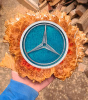 Mercedes Inspired Wood and Resin Clock - Clear Resin Coat Thumbnail
