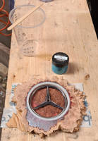 Mercedes Inspired Wood and Resin Clock - Emblem Inlay Thumbnail
