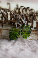 Monstera Leaf Resin Earrings by Paige Alexander Thumbnail