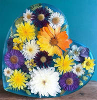 Multi-Colour Flowers Resin Heart by Bea_utiful Creations Thumbnail