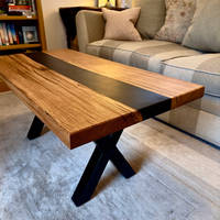 Oak & Black Resin River Coffee Table by The Woodyard Ockeridge Thumbnail