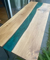 Oak and Resin River Table Overhead View by EDC Carpentry Thumbnail