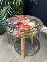 Happiness Blooms Pink and Purple Resin Table Thumbnail