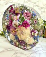 Happiness Blooms Pink, Blue & White Resin Clock Thumbnail