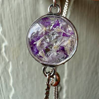 LLawer O Garaid Purple and White Resin Flower Bracelet Thumbnail